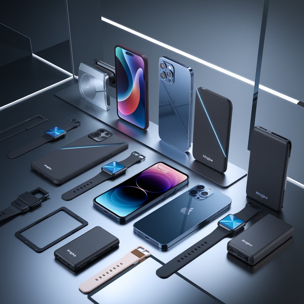 Premium phone and accessories collection featuring smartphones, Ringke phone cases, screen protectors, tablet and iPad cases, smartwatch protectors, wall chargers, and power banks. High-quality mobile accessories for protection and performance.