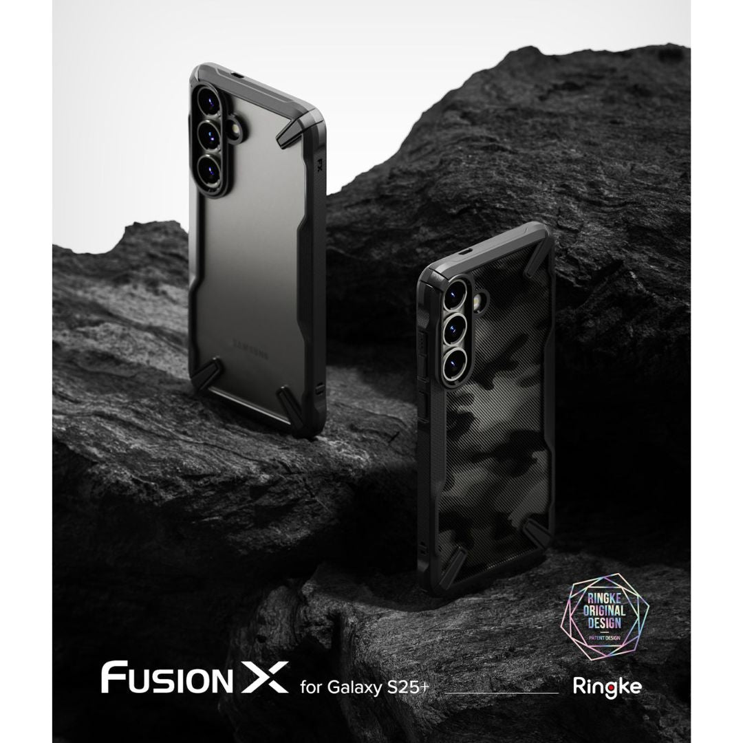 Galaxy S25 Plus Fusion X Design Camo Black Case by Ringke