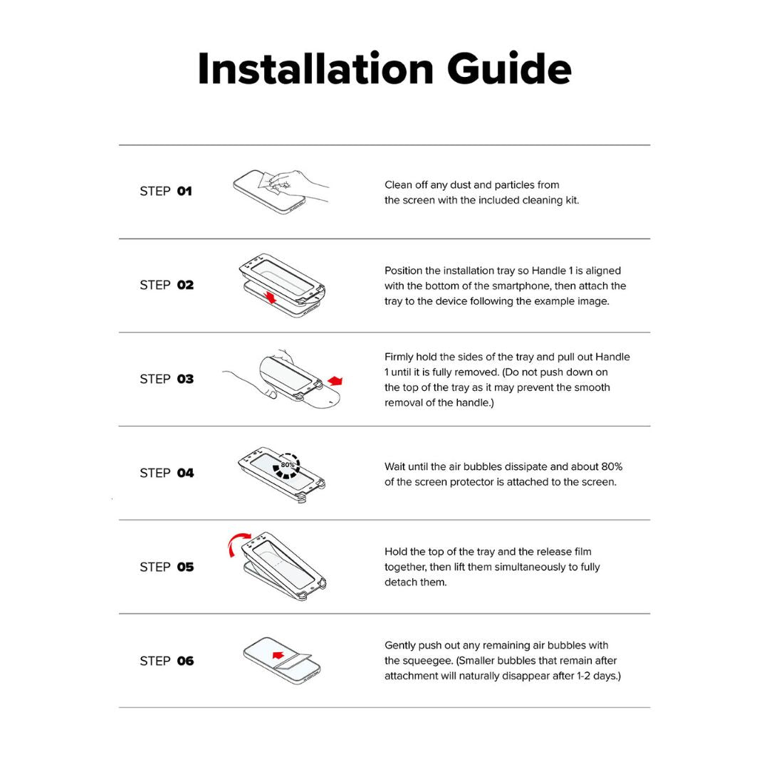 Step-by-step guide for easy application of Ringke screen protector