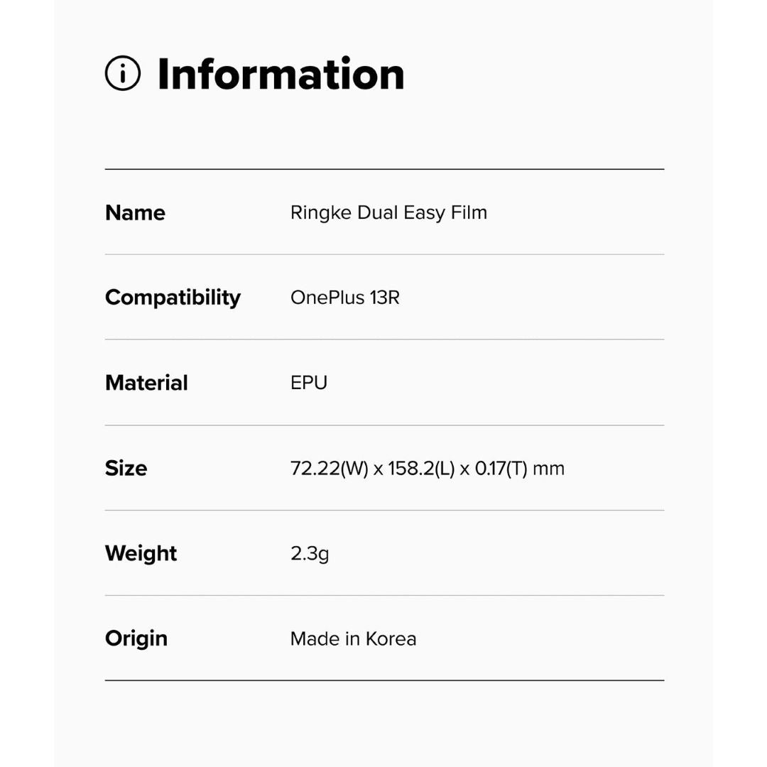 Oneplus 13R Screen Protector Dual Easy Film 2 pack