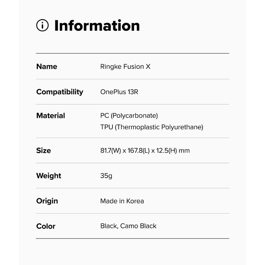 Oneplus 13R Fusion X Black Case by Ringke