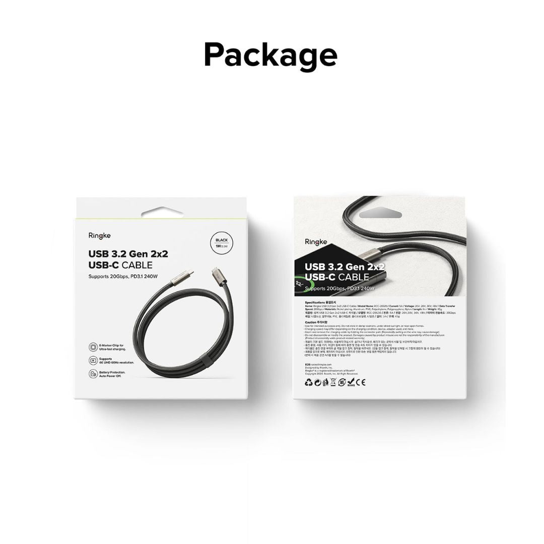 USB 3.2 Gen 2x2 USB-C Cable 1M by Ringke