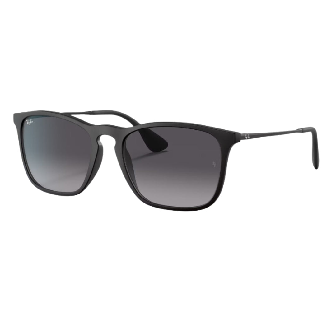 Ray-Ban RB4187 622/8G 54-18 Chris Black Sunglasses- Nylon - Grey Lenses Front Side View