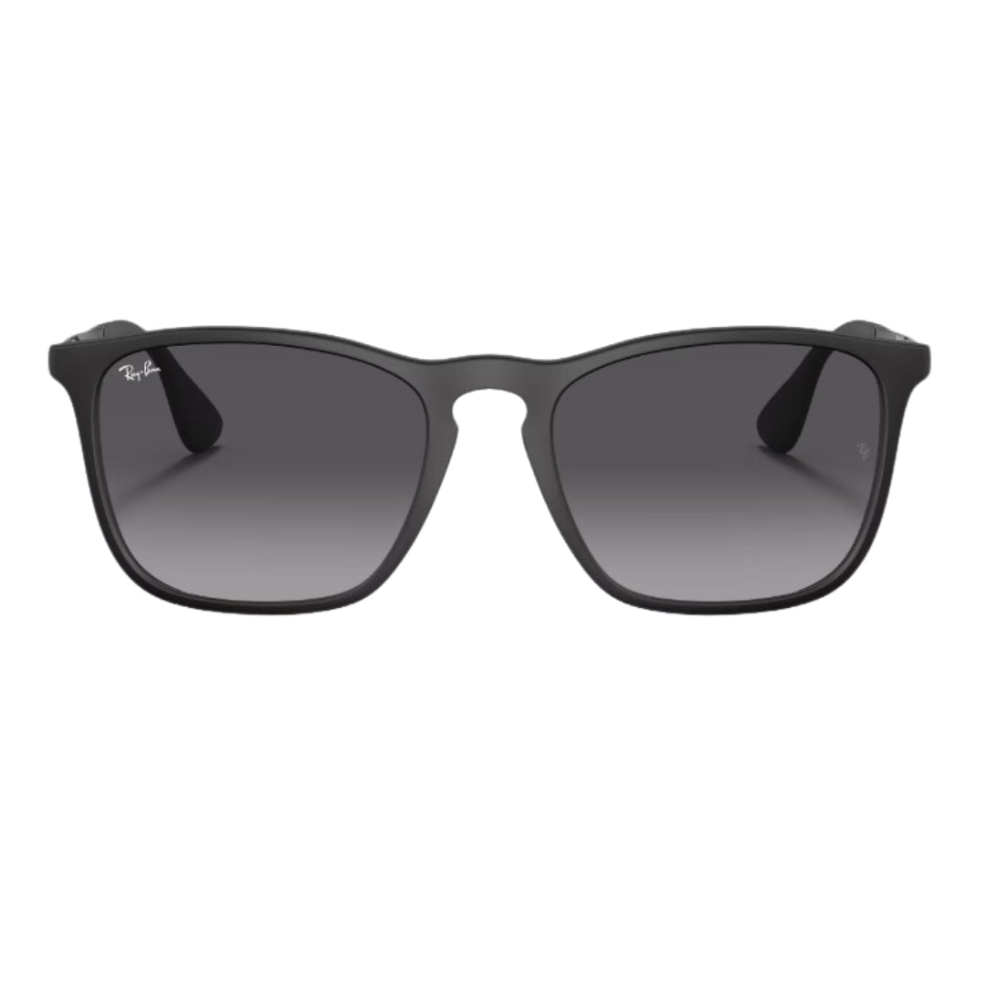 Ray-Ban RB4187 622/8G 54-18 Chris Black Sunglasses- Nylon - Grey Lenses Close Up front View