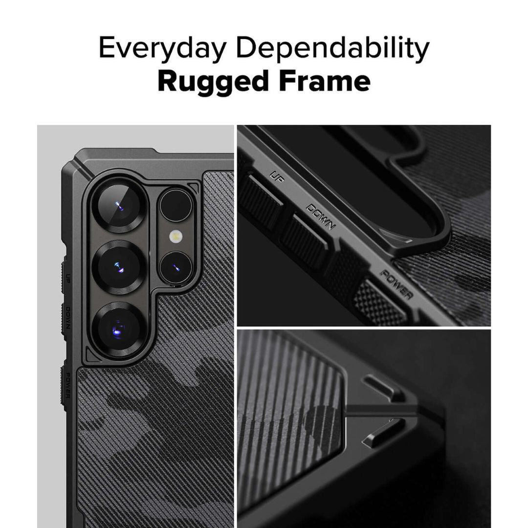 Galaxy S25 Ultra Rugged Gear Magnetic Camo Black Case by Ringke