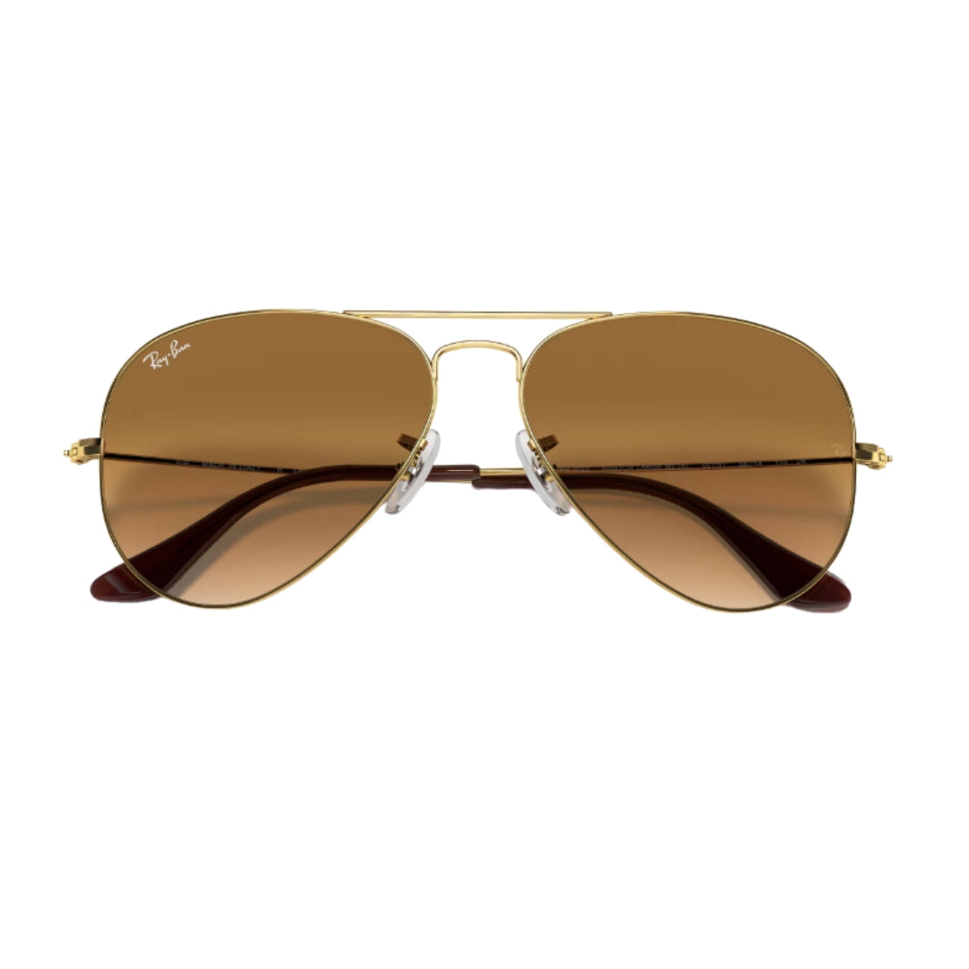 Ray-Ban RB3025 001/51 58-14 Aviator Gradient Sunglasses -Polished Gold Close Up View