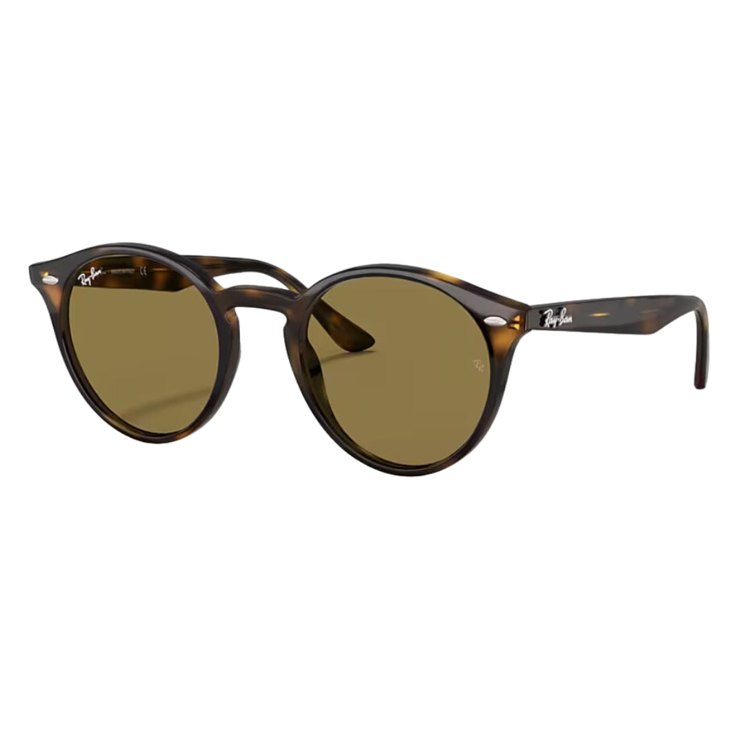 Ray-Ban RB2180 710/73 51- 21 Classic Round Sunglasses  - Polished Tortoise Propionate Brown Lenses Front Right Side 