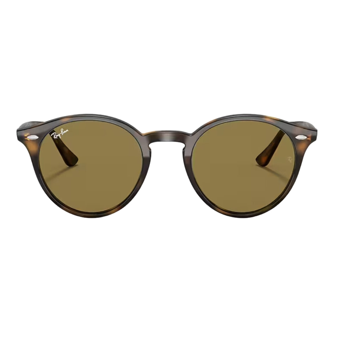 Ray-Ban RB2180 710/73 51- 21 Classic Round Sunglasses  - Polished Tortoise Propionate Brown Lenses Close Up View