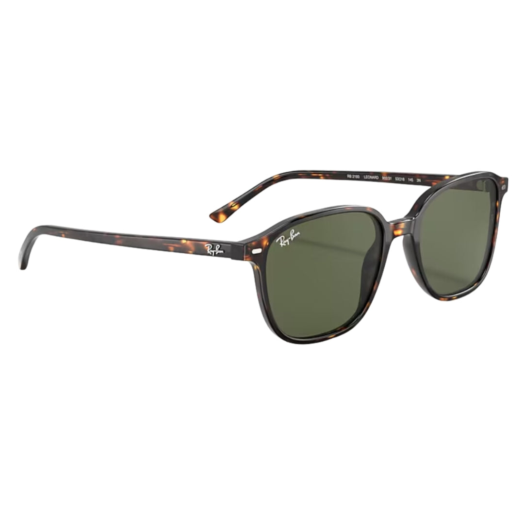 Ray-Ban RB2193 902/31 51-18 Leonard Sunglasses Tortoise Acetate - Green Lenses Front Right Side View