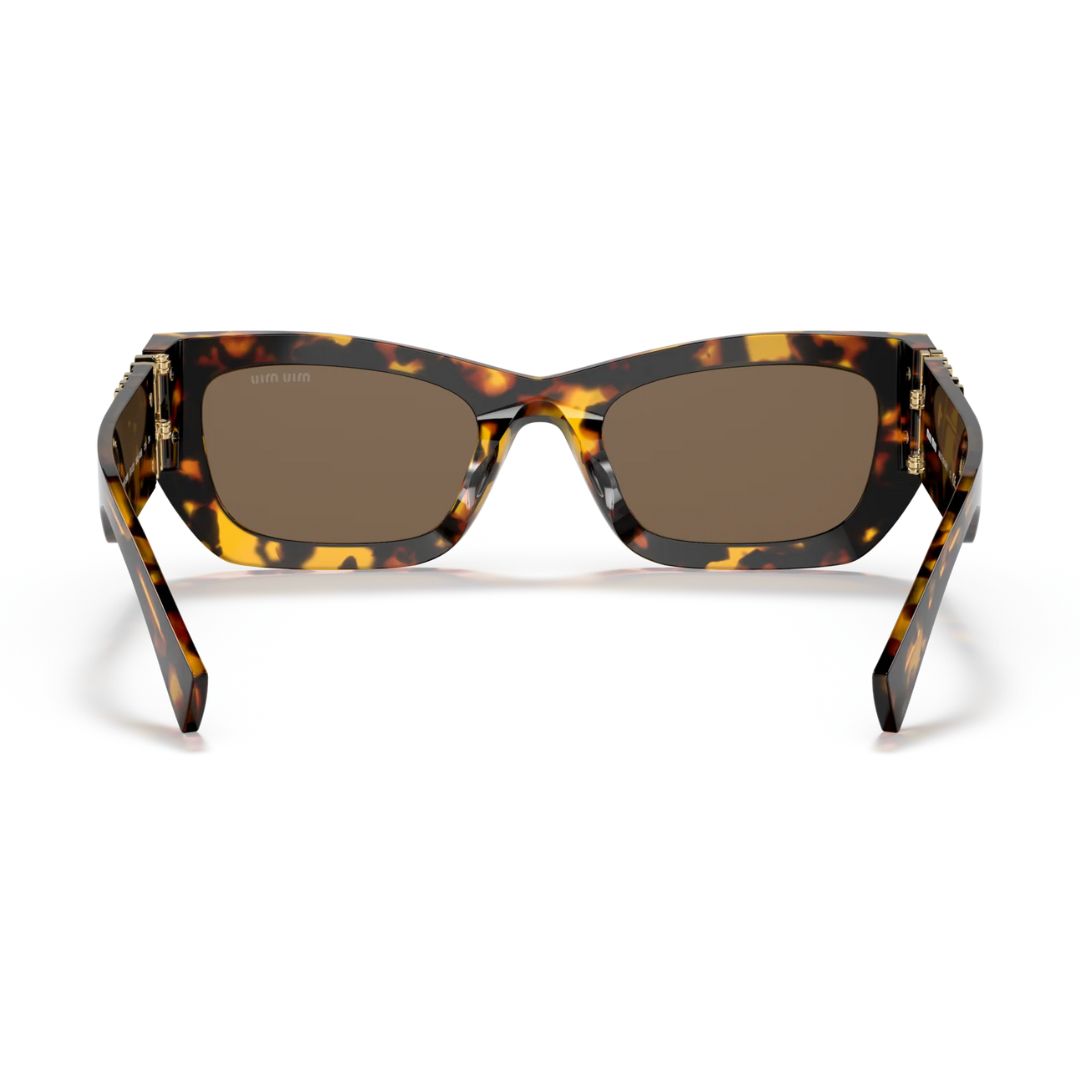 Back View: Miu Miu MU 09WS VAU06B Designer Sunglasses – Premium Acetate, Sleek Honey Havana Finish