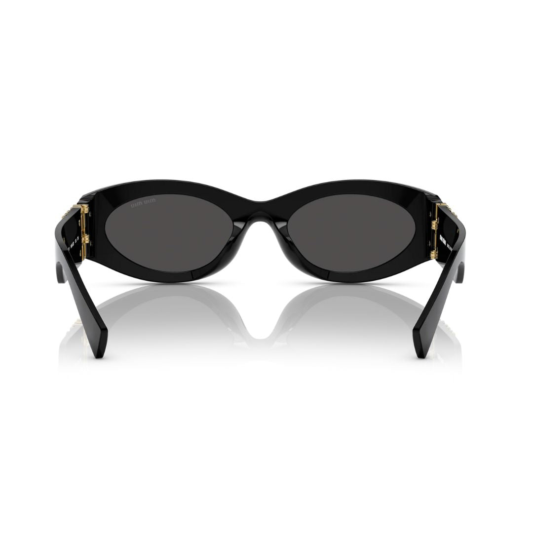 Back View: Miu Miu MU 11WS 1AB5S0 – Solid Dark Grey Lenses, Elegant Wide Temples, Italian Craftsmanship