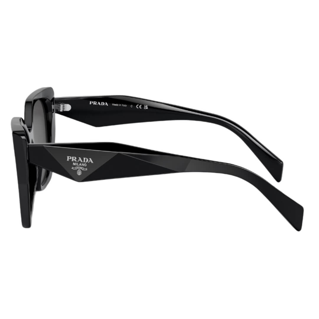 Prada PR 19ZS 1AB5S0 - Side Angle Black Frame and Dark Grey Lenses