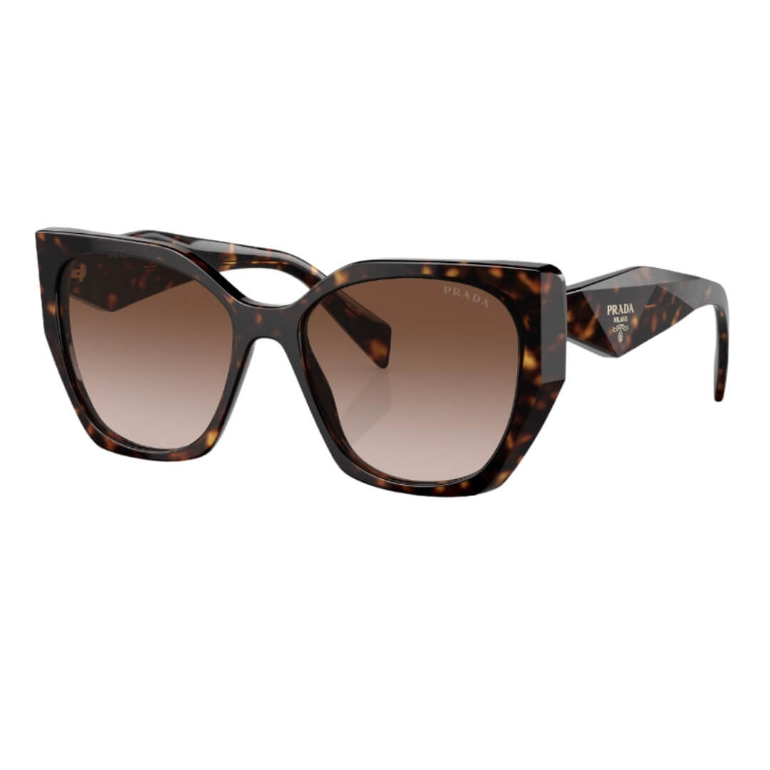 Prada PR 19ZS 2AU6S1 - Side Angle View of Tortoise Frame and Brown Gradient Lenses