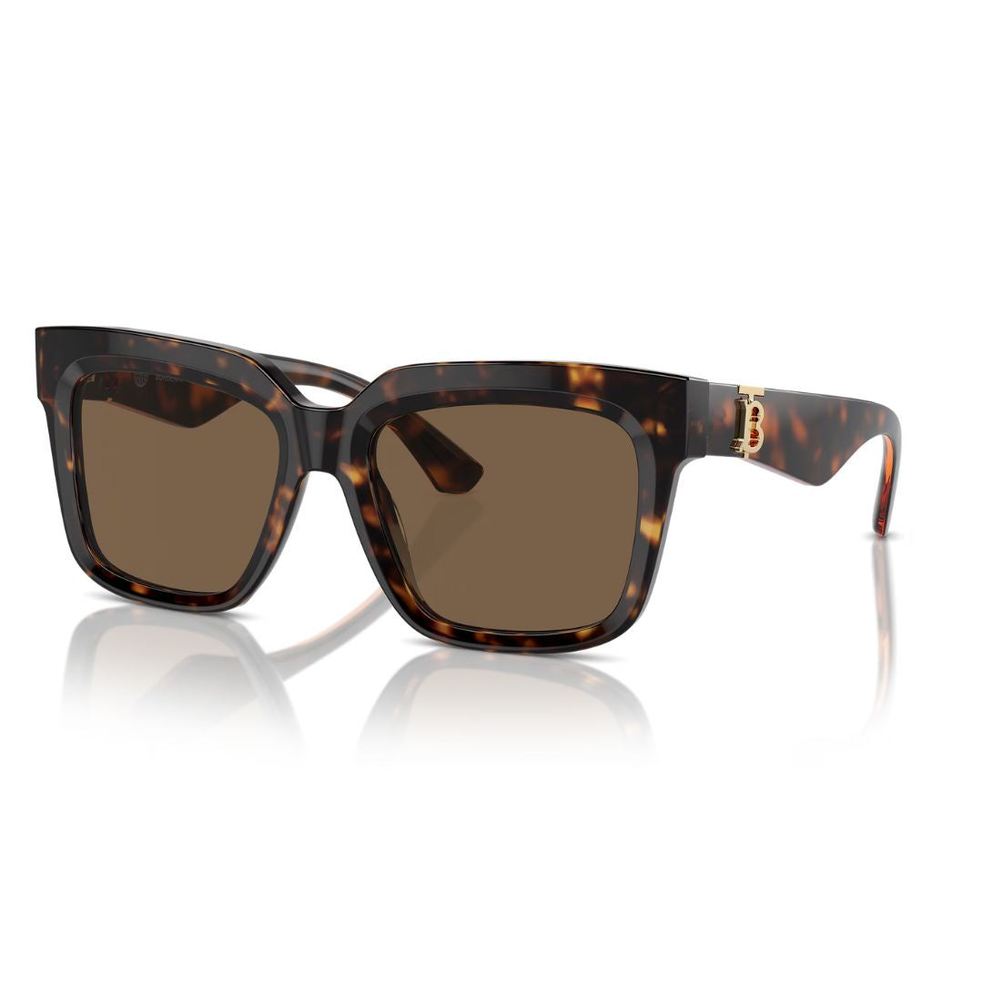 Burberry BE4419 300273 Women’s Sunglasses - Dark Havana square frame with brown lenses, front view.