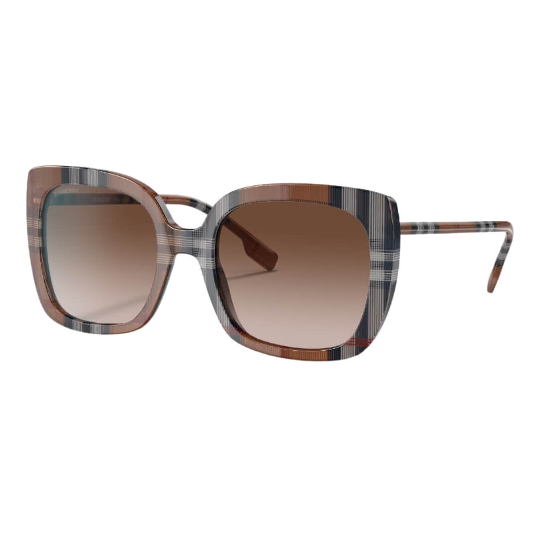 Burberry Caroll BE4323 400513 Women’s Sunglasses - Brown Check Square Frame, Gradient Brown Lenses