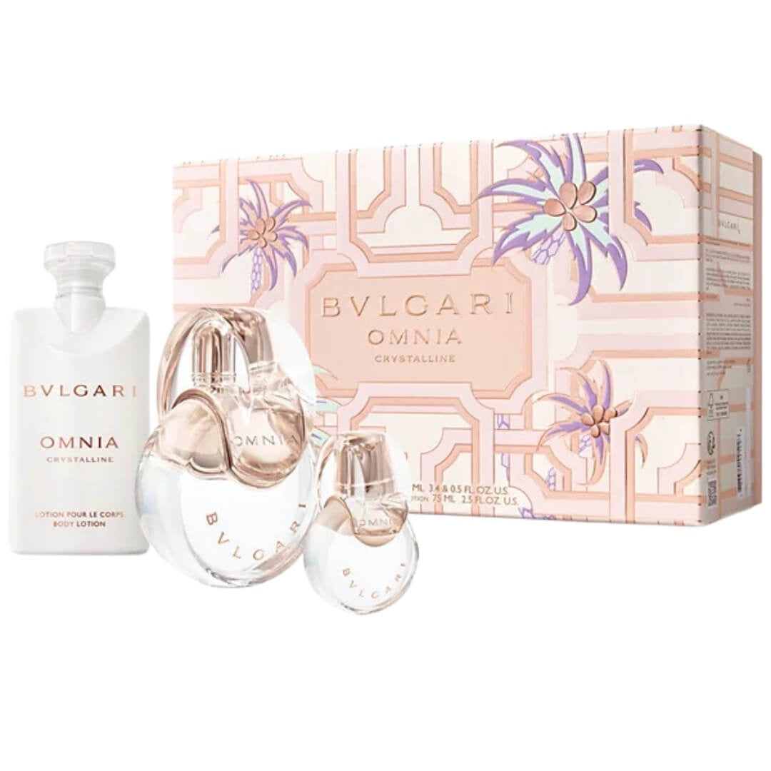 Bvlgari Omnia Crystalline EDT 100ml 3PC Set + Lotion + 15ml