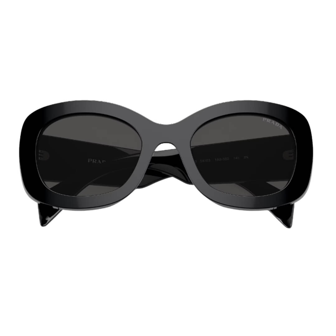 Close Up of Prada PR A13S 1AB5S0 Sunglasses - Black Frame Detail
