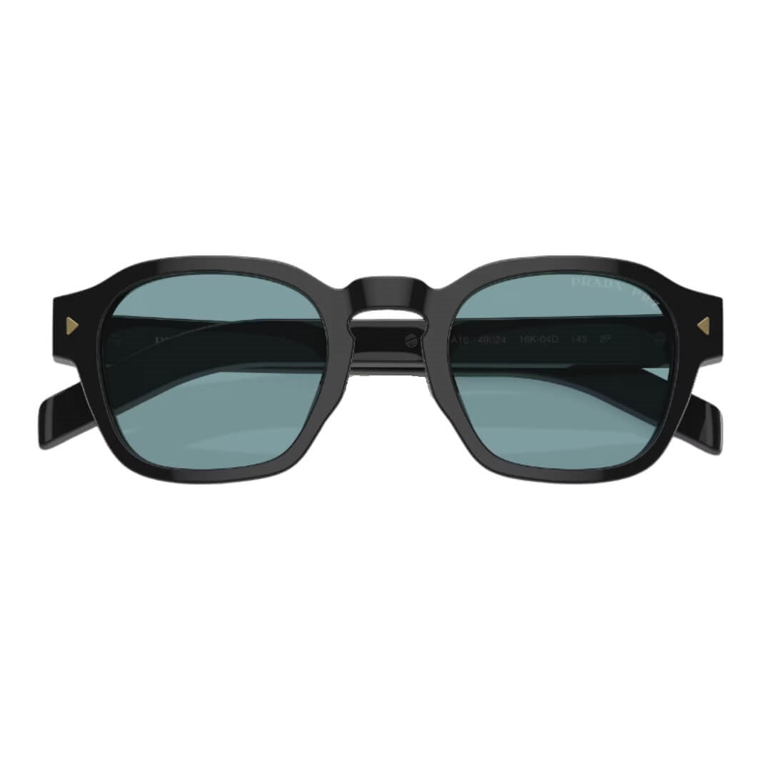 Close Up of Prada PR A16S 16K04D Sunglasses - Black Frame Detail
