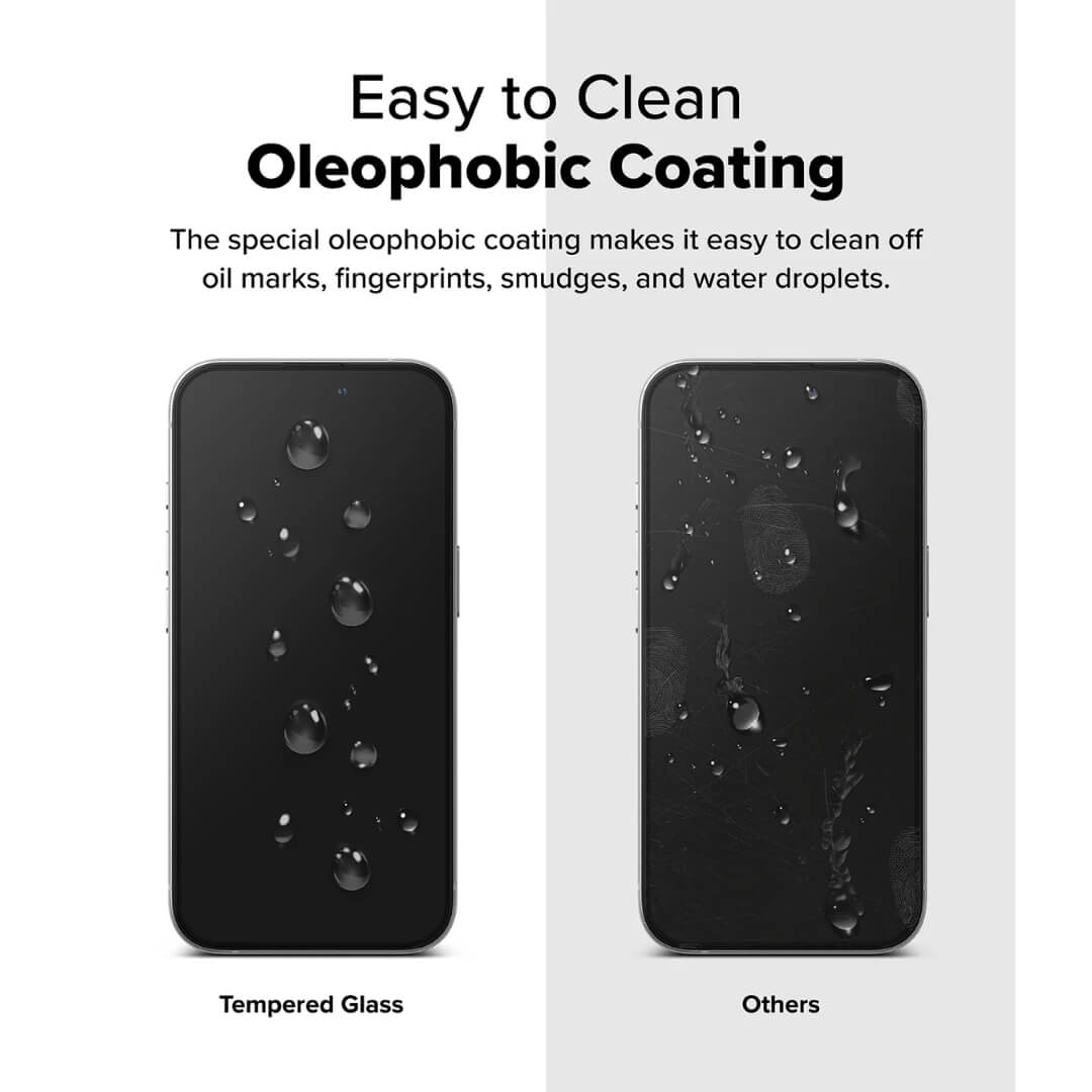 Easy to clean with Oleophobic coating to clean oil marks, fingerprints and water droplets