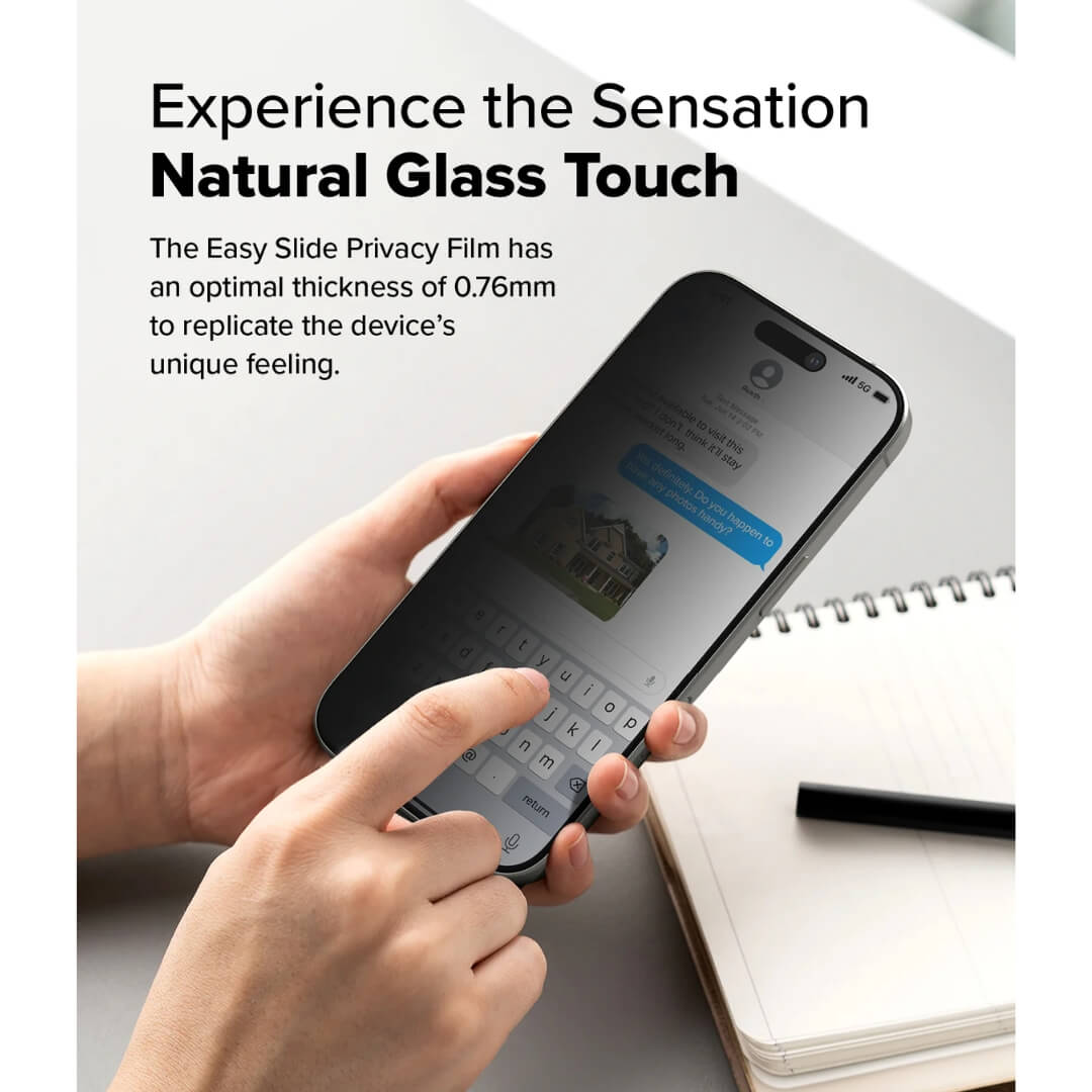 Easy Slide tempered glass provides authentic feeling with 0.76mm thickness