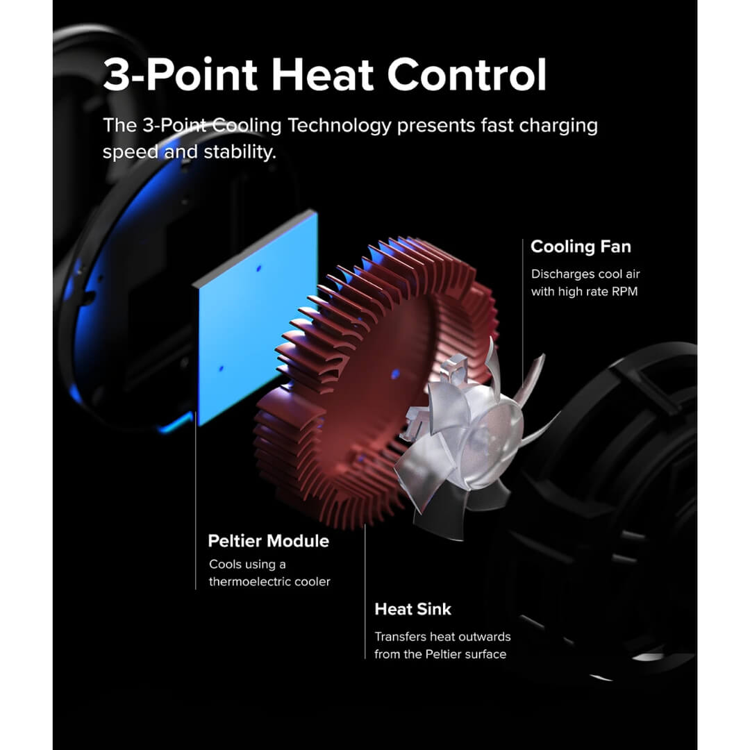 fast charging speed and stability with Peltier module using 3-point cooling technology