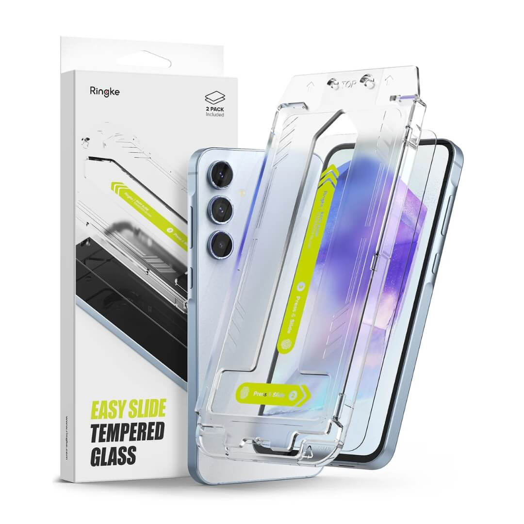 Samsung Galaxy A55 Screen Protector Easy Slide Tempered Glass 2 Pack