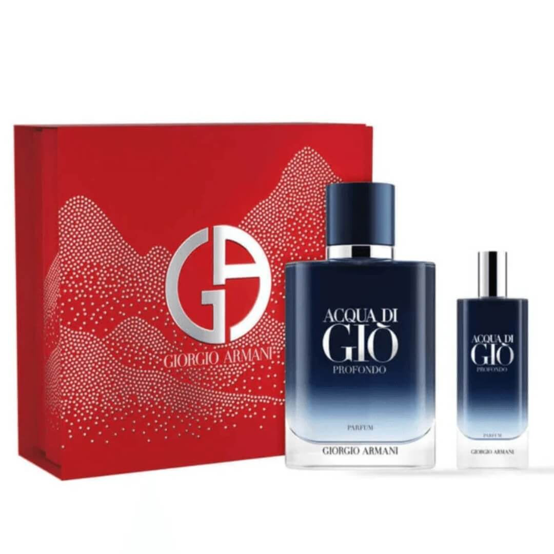 Giorgio Armani Acqua Di Gio Profondo Parfum 100ml 2-Piece Gift Set – marine notes, green mandarin, patchouli – available at Gadgets Online NZ LTD.