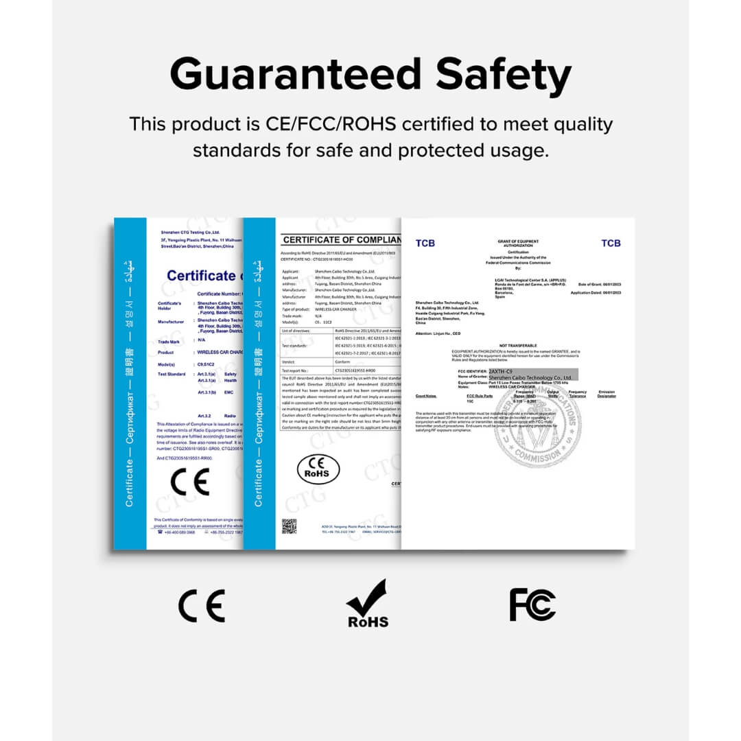 Guaranteed safety with CE/FCC/ROHS certification