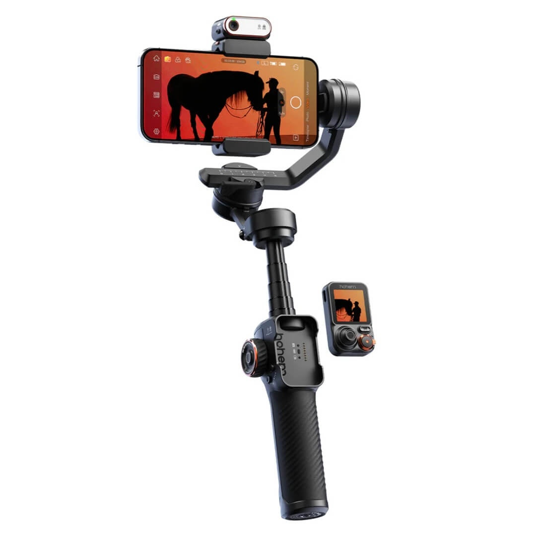 Hohem iSteady M7 Big Phone Gimbal with 3-axis stabilization, AI tracker, and RGB fill light available at Gadgets Online NZ.