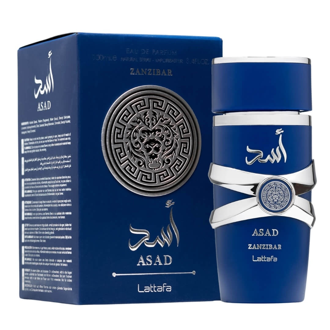 Lattafa Asad Zanzibar EDP 100ml – Exotic men’s fragrance with black pepper, coconut water, vanilla, and incense. Available at Gadgets Online NZ.