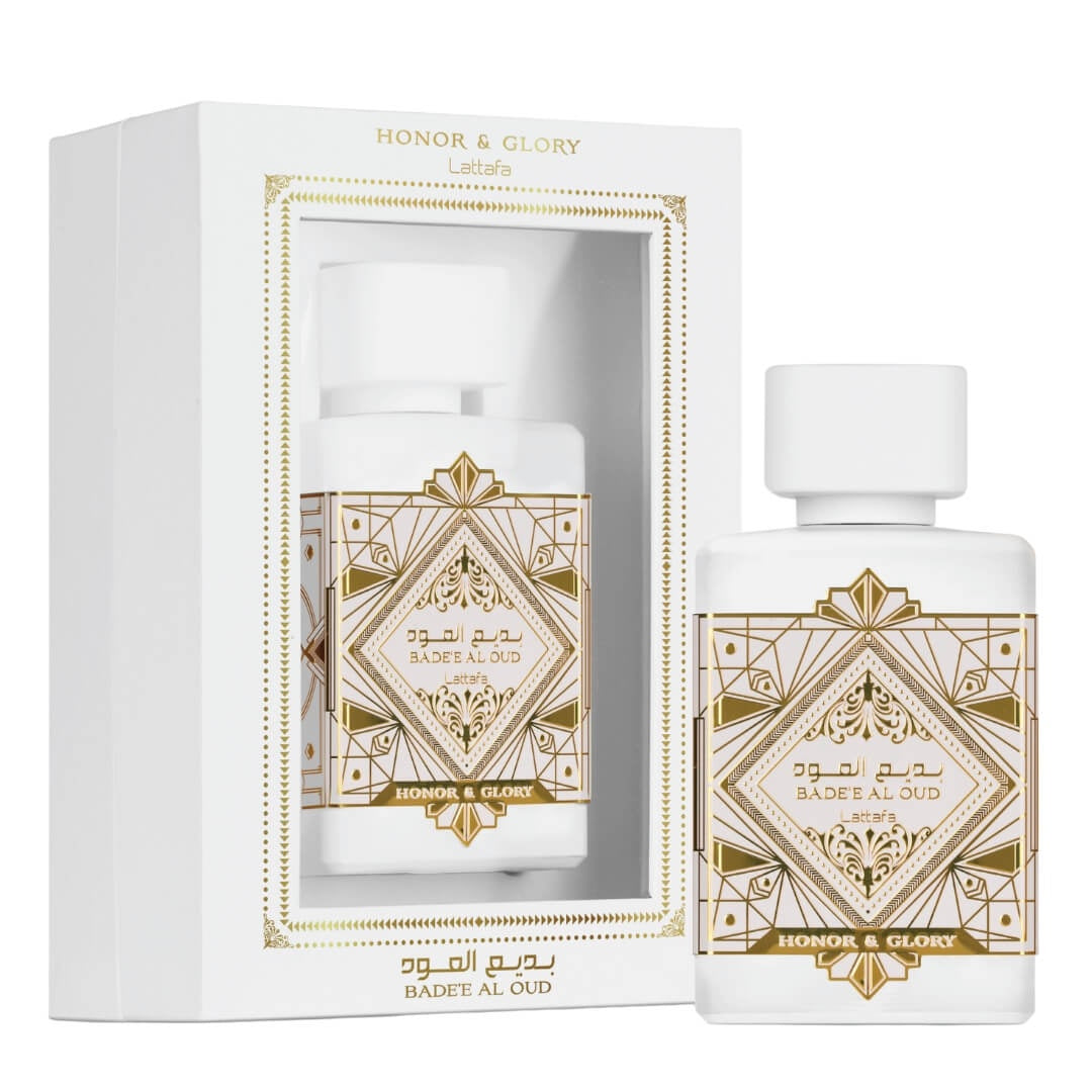 Lattafa Badee Al Oud Honor & Glory EDP 100ml – Unisex oriental fragrance with pineapple, crème brûlée, cinnamon, vanilla, and oud. Available at Gadgets Online NZ.