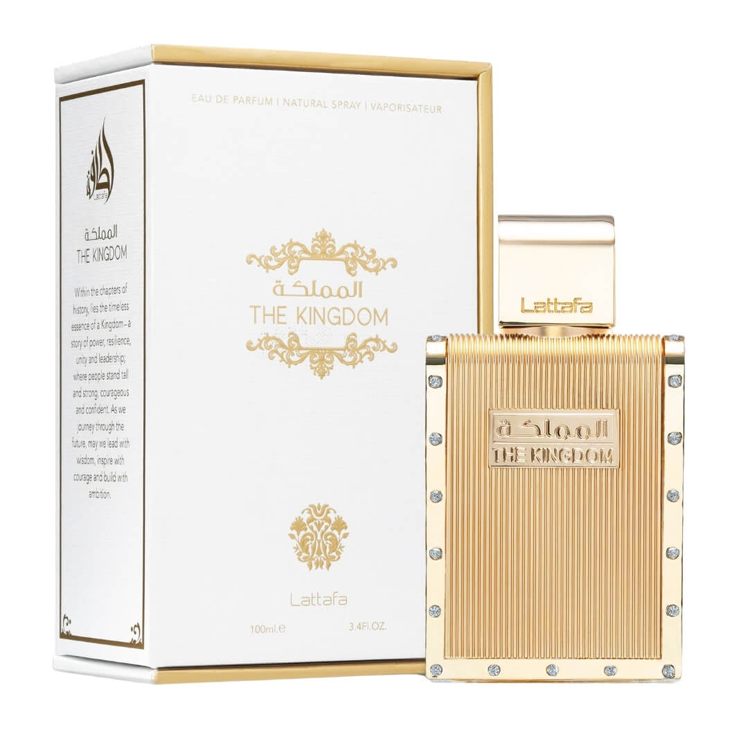 Lattafa The Kingdom White EDP 100ml – Aromatic men’s fragrance with lavender, mint, vanilla, and tonka. Available at Gadgets Online NZ.