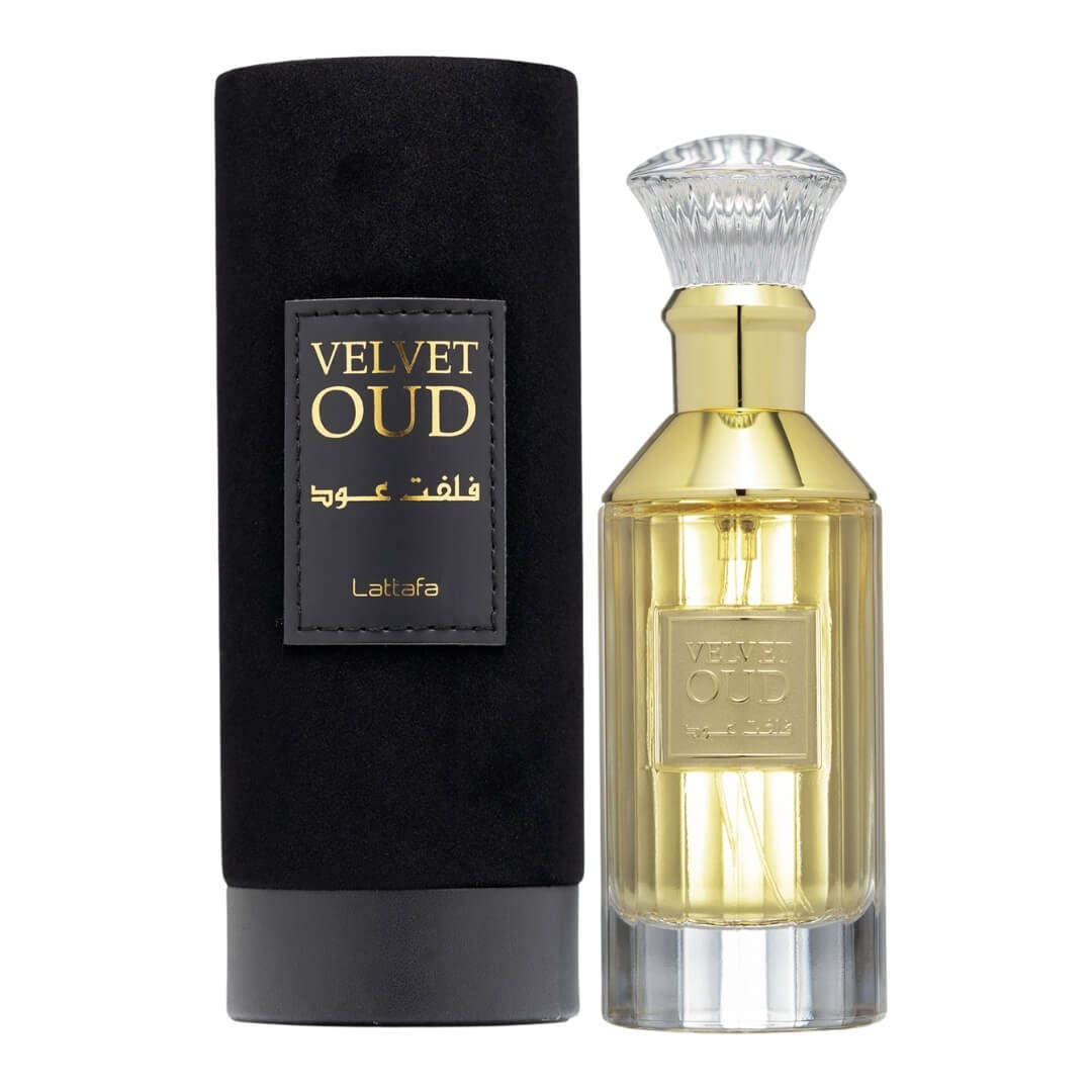 Lattafa Velvet Oud EDP 100ml – Luxurious unisex fragrance with oud, suede, amber, and musk. Available at Gadgets Online NZ.