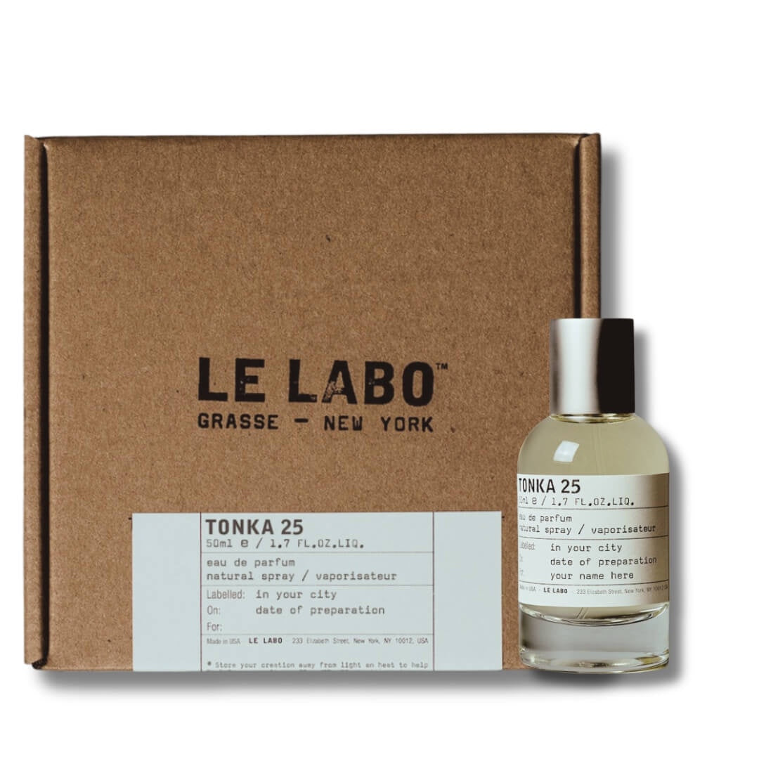 Le Labo Tonka 25 EDP 50ml – unisex fragrance with tonka, musks, cedar, and vanilla, ideal for evening wear.