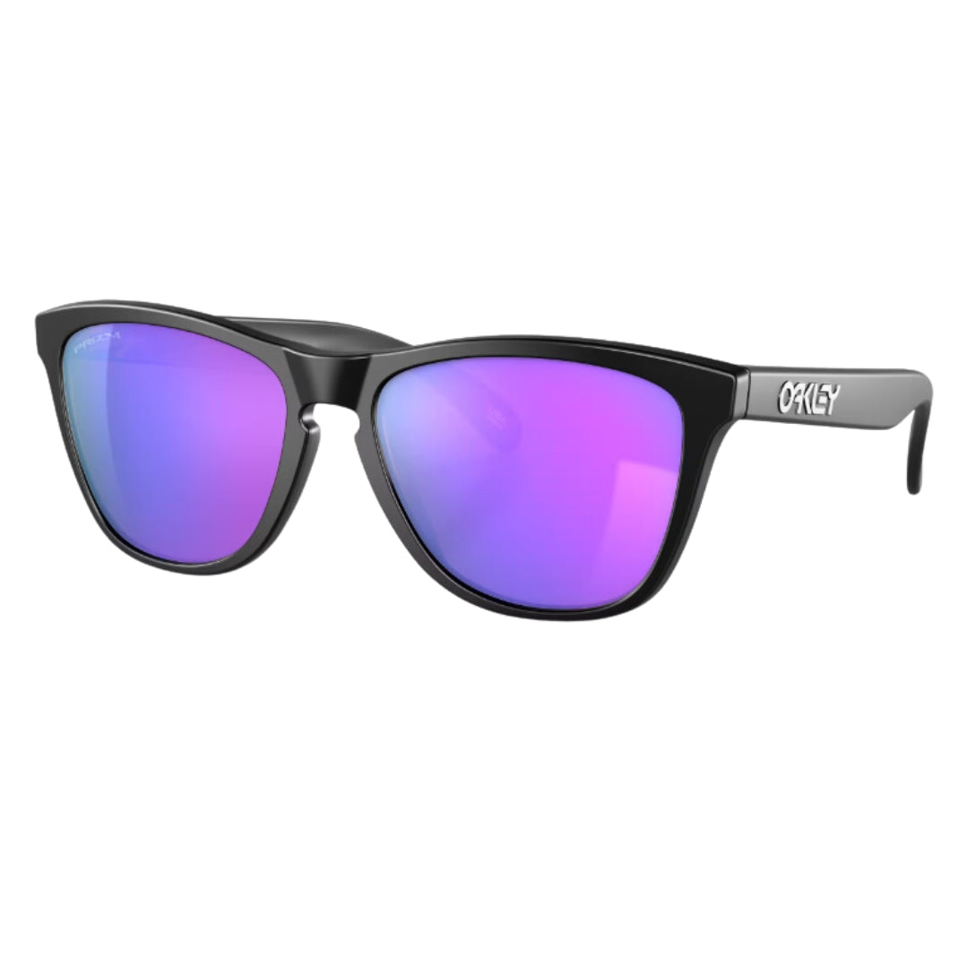 Oakley OO9013 Frogskins 9013H6 Matte Black Prizm Violet Sunglasses Front Left Side