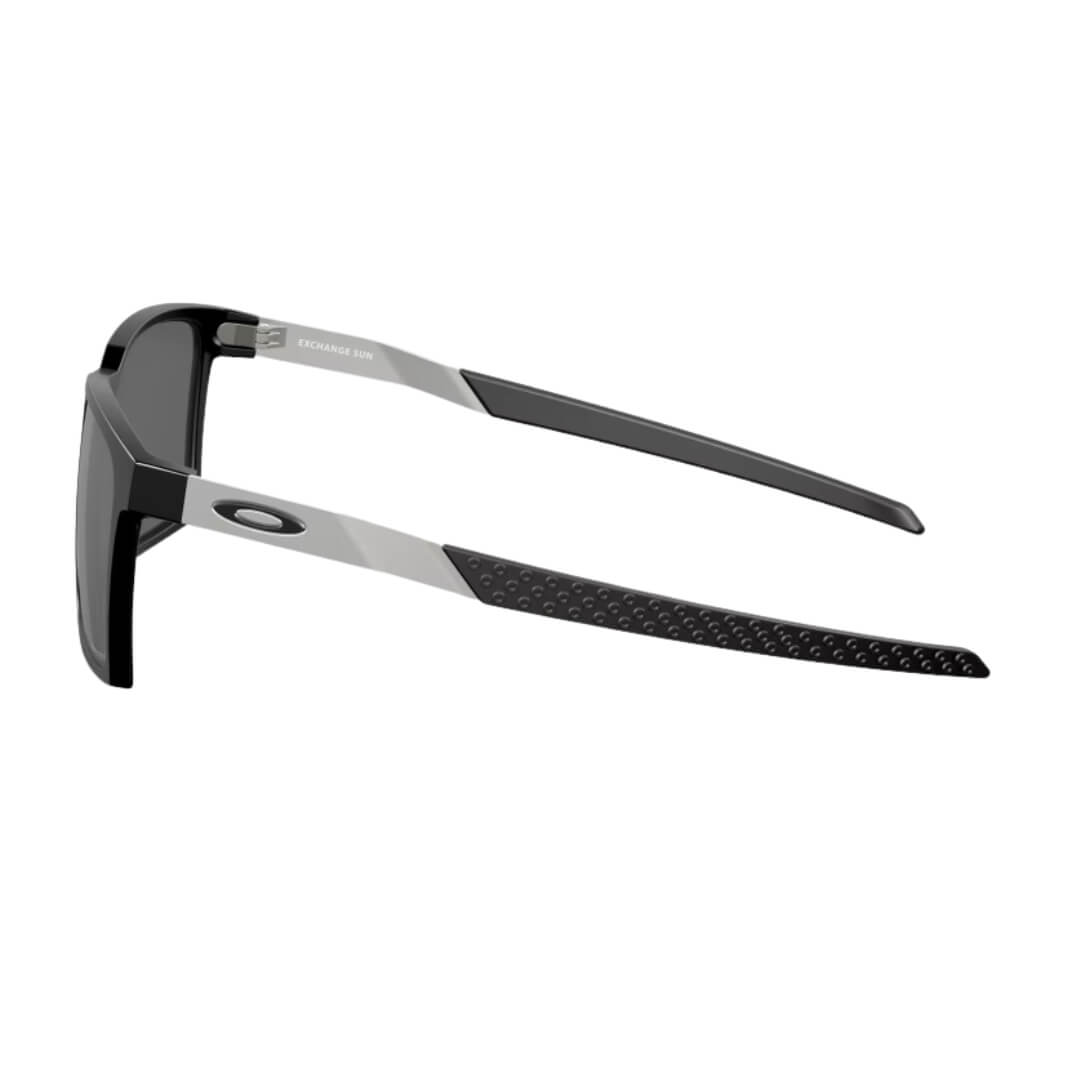 Oakley Exchange Sun Sunglasses - Side View of Satin Black Frame and Prizm Black Lenses