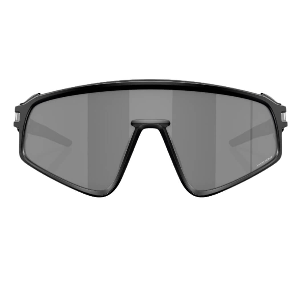 Oakley Latch Panel Matte Black Shield Frame with Prizm Black Lenses - Front View Opened