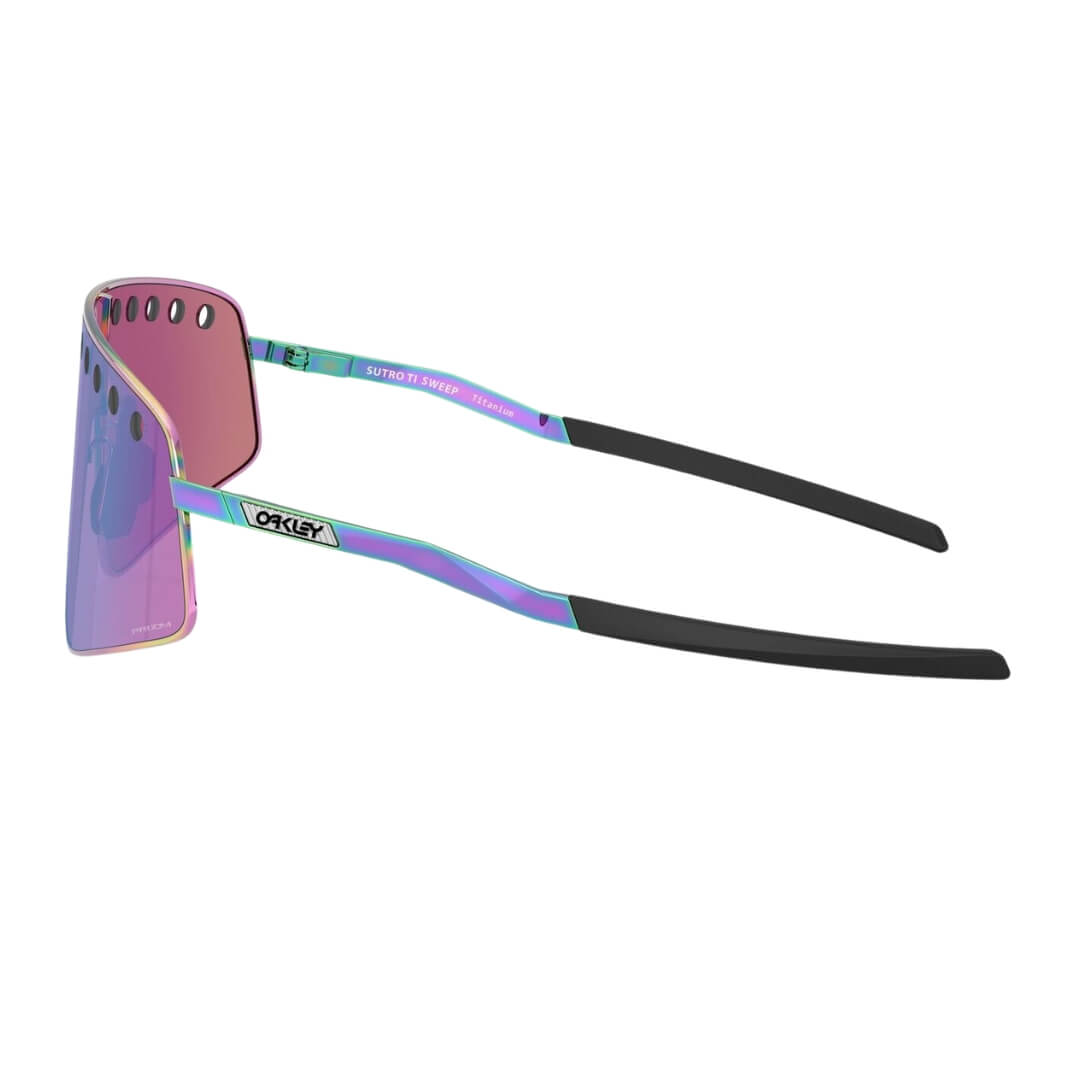 Oakley Sutro Ti Sweep Polished Oil Slick Titanium Frame with Prizm Road Jade Lenses - Side View