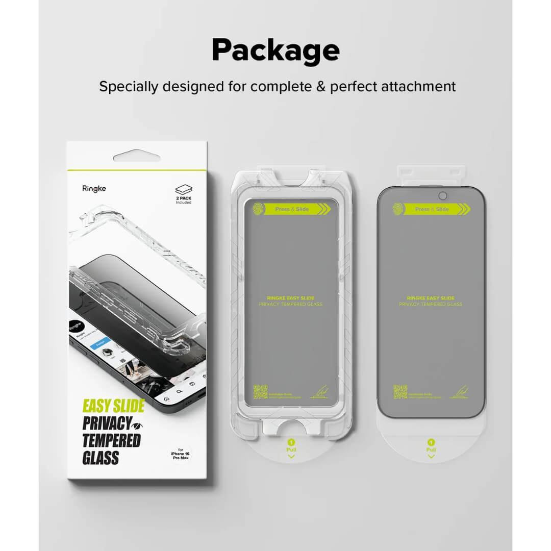 Ringke Easy Slide Privacy Tempered glass comes with Original Pack of 2 Screen Protector 