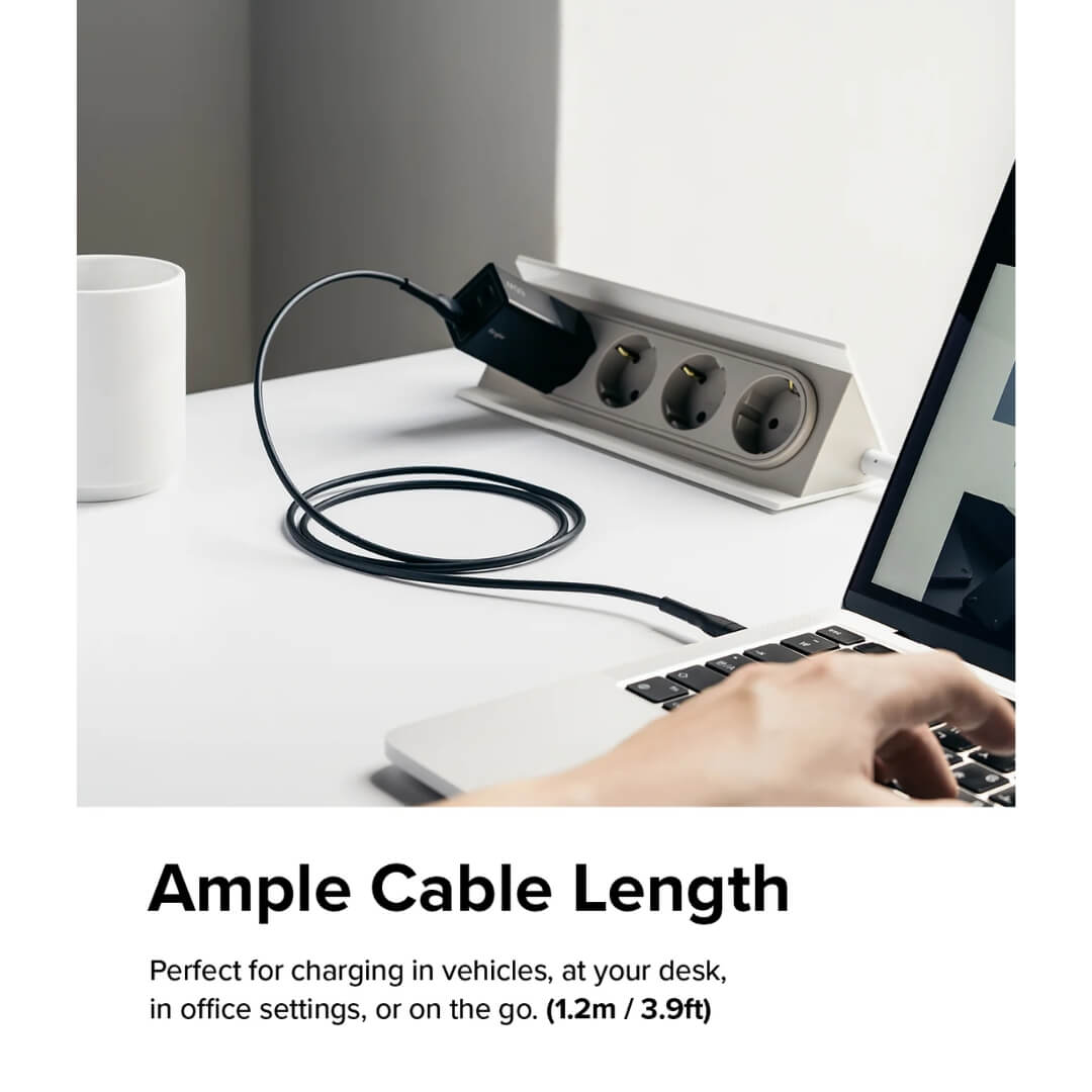 Perfect for charging in vehicles at your desk or in office with 1.2m long cable