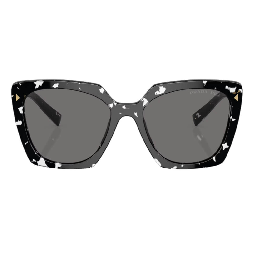 Prada PR 23ZS 15S5Z1 - Black Crystal Tortoise Frame and Dark Grey Lenses Front View
