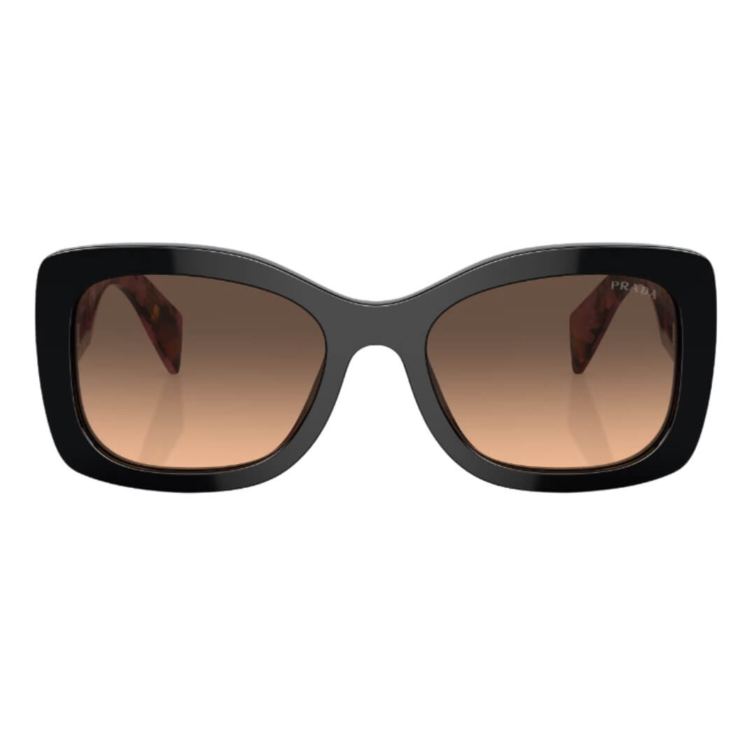 Prada PR A08S 12O50C - Mahogany Frame and Brown Gradient Grey Lenses Front View
