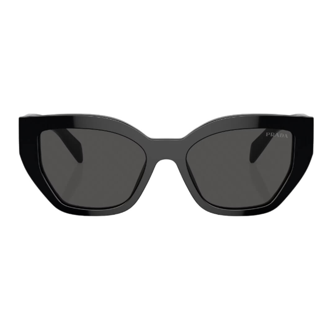 Prada PR A09S 1AB5S0 - Black Frame and Dark Grey Lenses Front View
