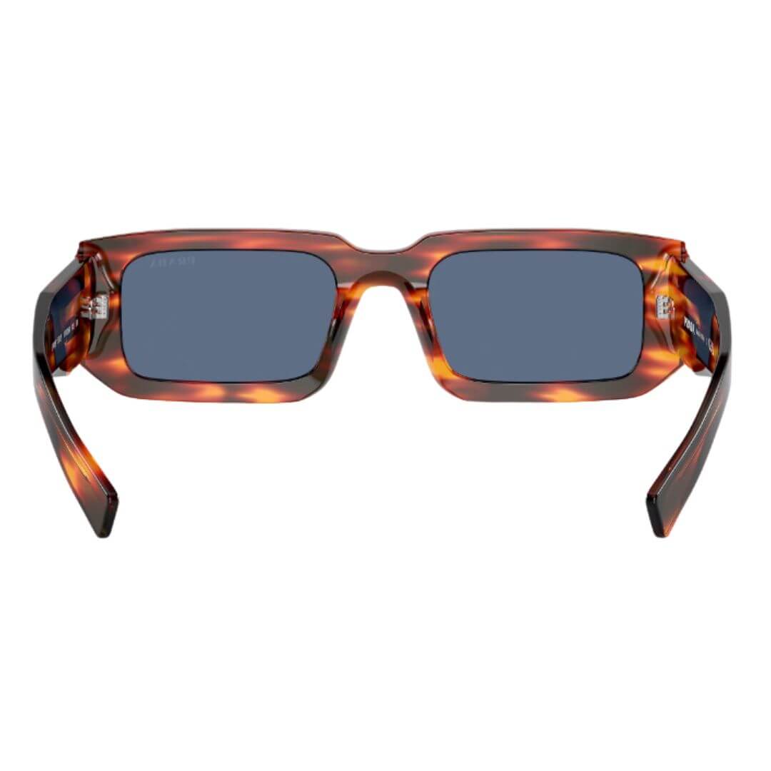 Stylish Prada PR 06YS Sunglasses - Rear View of Striped Radica Frame