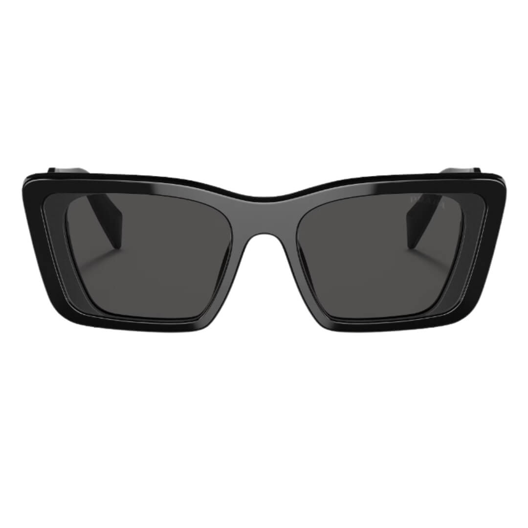 Prada PR 08YS 1AB5S0 Black Frame Dark Grey Lenses - Front View in NZ