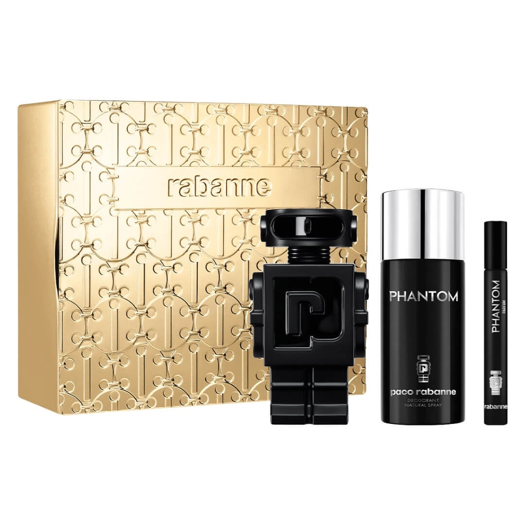 Rabanne Phantom Parfum 100ml 3-Piece Gift Set for Men – aromatic fragrance with travel spray and deodorant