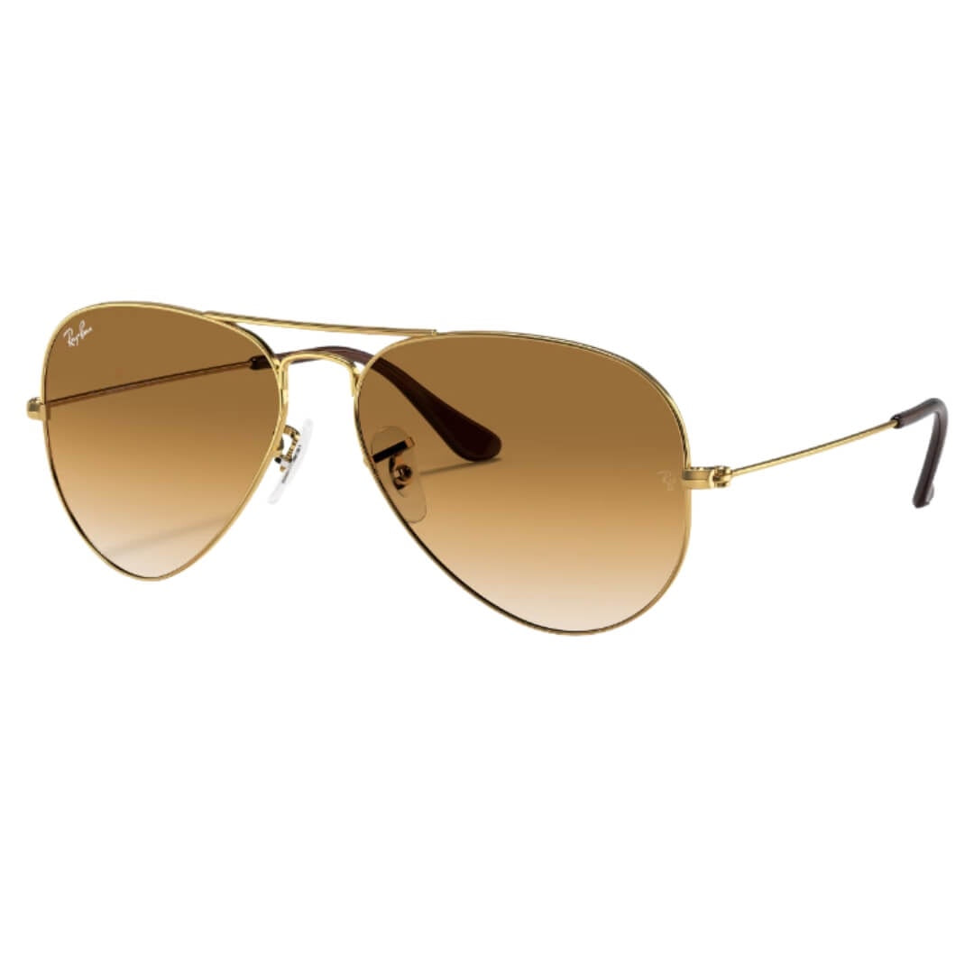 Ray-Ban Aviator Large Metal RB3025 001/51 Arista Gold Frame, Light Brown Lens Front Left View