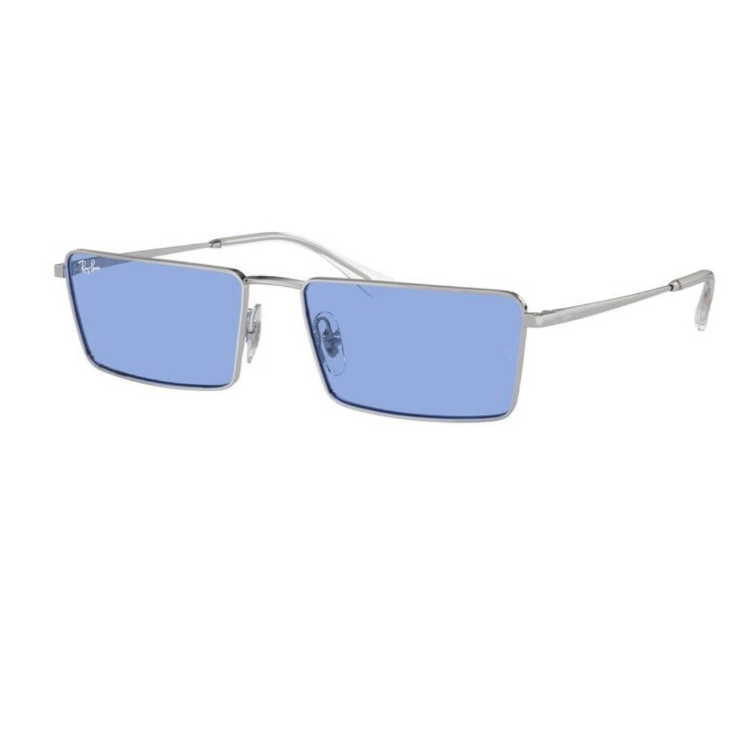 Ray-Ban Emy RB3741 003/80 - Silver Frame with Blue Lens Front Right View
