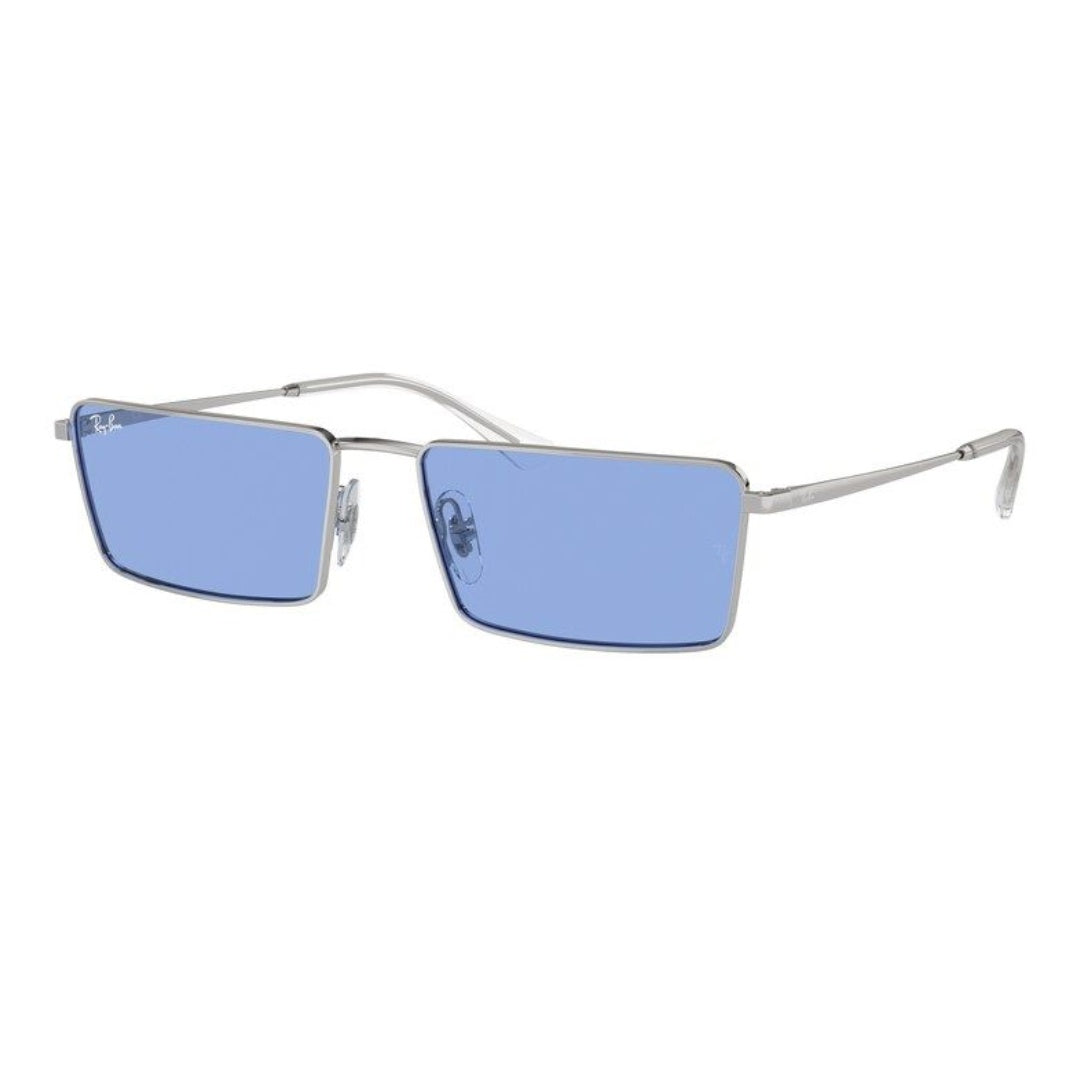 Ray-Ban Emy RB3741 003/80 59 - Silver Frame with Blue Lens Front Right View
