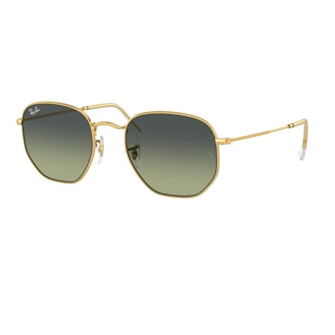 Ray-Ban Hexagonal RB3548 001/BH 51 Arista Gold Frame and Green Vintage Lens Front Left View
